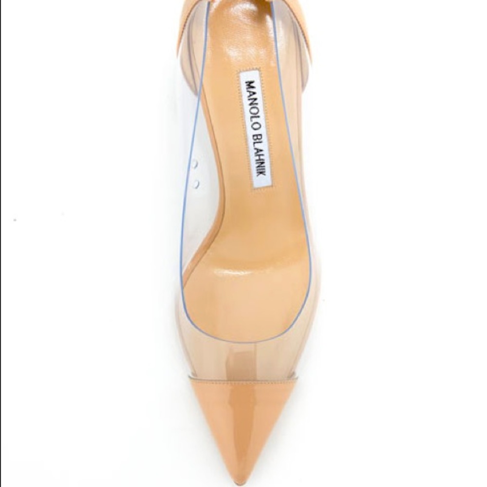 100% Authentic clear and nude Manolo blahnik pumps